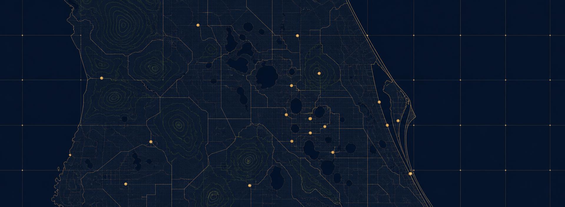 Map grid showing Paradise Marble & Tile service area across Central Florida
